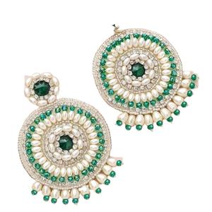 ต่างหูแฟชั่นประดับลูกปัดทำมือสำหรับเด็กหญิงและสตรี ดีไซน์ห่วงประดับลูกปัด ผลิตในอินเดียโดย MD HANDICRAFTS - Product Image 1