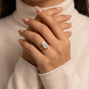 Wholesale <b>14k</b> <b>Gold</b> <b>Ring</b> 2CT Oval Cut Diamond Solitaire <b>Ring</b> with Hidden Halo Promise <b>Ring</b> Gift For Her - Product Image 4