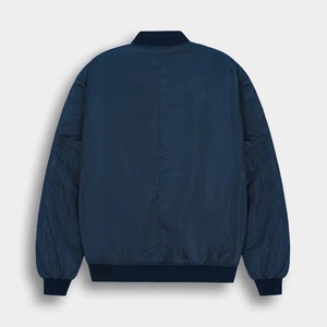 Blouson bomber noir pour homme, couleur unie, polyester, fermeture éclair, vêtement d'extérieur décontracté pour l'automne, coupe classique, col montant, poches - Product Image 5