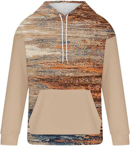 Sweat à capuche pour homme avec imprimé graphique abstrait – Sweat-shirt décontracté à blocs de couleurs avec poche - Product Image 1