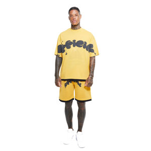 Conjunto de Camiseta y Pantalones Cortos de Colores Personalizados para Hombre, Fabricante OEM, Conjuntos de Camiseta Deportiva de Algodón Elástico en Cuatro Direcciones para Hombre - Product Image 1