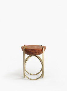 Elegant Look Round wood Top and Metal Base Side <b>Table</b> For Living Home Decor - Product Image 2