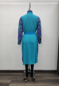 Paisley Print Shirt <b>Dress</b> With <b>Belt</b> Long Sleeve Midi Casual Woven <b>Dress</b> Turn-down Collar Full Sleeve Regular Fit - Product Image 2
