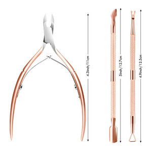 Coupe-cuticules et repousse-cuticules en acier inoxydable HL, outils de pédicure et de manucure durables avec logo personnalisé - Product Image 2