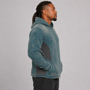 Custom men distressed <b>hoodie</b> featuring <b>soft</b> material modern styling comfortable fit custom colors and premium quality for teams - Product Image 2