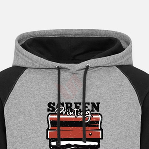 Sweat-shirt à capuche gris pour homme avec manches raglan noires, logo sur le devant, séchage rapide, coupe classique, molleton décontracté, vêtement d'automne - Product Image 6