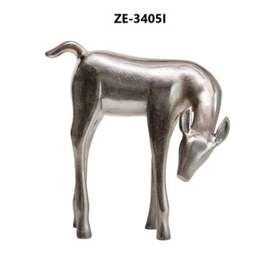 รูปปั้นกวางโลหะผสมสังกะสีชุบเงิน ZE-3405I ของตกแต่งบ้าน งานประติมากรรมรูปสัตว์ งานหล่อโลหะ งานศิลปะโลหะ - Product Image 1