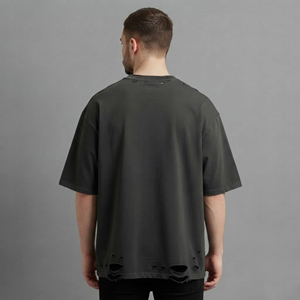 OEM/ODM Custom Heavyweight Oversized Men's T-Shirt Crew <b>Neck</b> Blank Drop Shoulder Solid Color Hip Hop 100% Cotton man blank Tees - Product Image 3