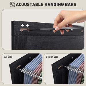 Armadietto verticale da ufficio nero anticato con 3 cassetti, stile rustico/country, per documenti formato A4/Letter - Product Image 6