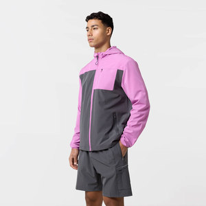 Conjunto Deportivo Cortavientos con Capucha para Hombre, Diseño Color Block, Secado Rápido, Pantalones Cortos Deportivos de Poliéster, Manga Larga, Ropa de Primavera - Product Image 1