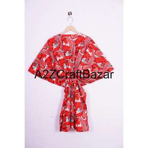 Robe longue indienne de luxe en coton pour femme, style kaftan, imprimée à la main, ourlet évasé, décontractée pour l'automne, cadeau pour elle - Product Image 5