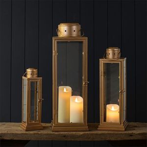 Stylish <b>Gold</b> Metal <b>Lantern</b> With Clear Glass Suitable For Ramadan Christmas Diwali Home Garden Event Decoration - Product Image 4