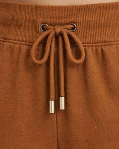 กางเกงวอร์มขายาวสีน้ำตาลสนิมสำหรับผู้หญิง เอวยางยืด มีเชือกผูก เอวหลวม ใส่สบาย ทรงตรง ผ้าเนื้อนุ่ม ใส่พักผ่อนได้ - Product Image 4