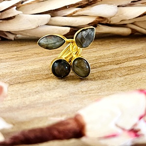 Fashionable Boho Floral Gemstone <b>Ring</b> Boho Brass <b>Ring</b> for Women 18k Gold Plated Leaf Design <b>Statement</b> <b>Ring</b> for Wholesale/OEM/ODM - Product Image 1