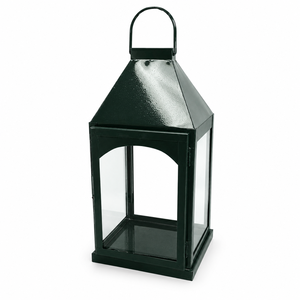 Lanterne à bougies moderne et durable en métal et verre avec support de pilier coupe-vent pour la décoration de la maison et les fêtes de Noël - Product Image 6