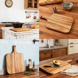 Planche à découper élégante avec poignée et trou de suspension, finition lisse, surface compatible avec les couteaux, idéale pour couper, servir et utiliser en cuisine - Product Image 4
