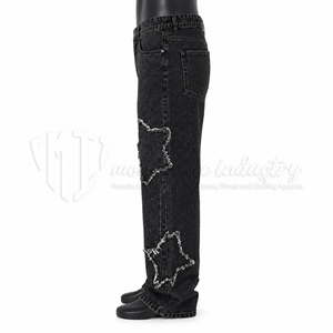 Jeans Negros Desgastados para Hombre, 12 OZ |   Pantalones Vaqueros Holgados con Detalles Desgarrados |   Jeans de Estilo Urbano - Product Image 5