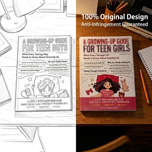 Guía de crecimiento para adolescentes, juego de cuadernos de composición para chicos y chicas, cubierta de papel impreso, cuadernos de regalo con encuadernación cosida - Product Image 4