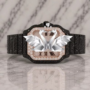 Montre de luxe à quartz sertie de diamants Moissanite, fabriquée en Inde, pour la vente en gros et sous marque privée OEM - Product Image 1
