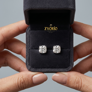 Pendientes de Diamante Cultivado en Laboratorio con Corte Princesa de Zyorio Jewels, Modernos, con 4 Puntas y Cierre de Rosca, Oro Sólido de 14K, Certificados por IGI, para Mujer - Product Image 4