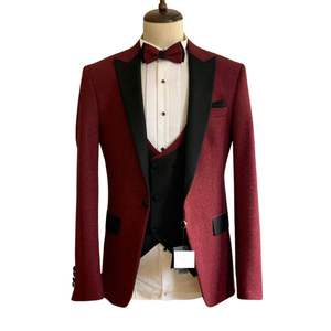 Costume de smoking trois pièces blanc monochrome pour homme, revers châle noir bicolore, blazer pour bal de promo, tenue de soirée, costumes de marié - Product Image 5