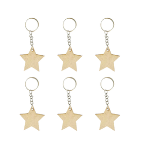 MDF Keychain <b>Star</b> Shape Promotional Gift Customs Blank MDF Sublimation Keychain Keyring Hot Sale - Product Image 1