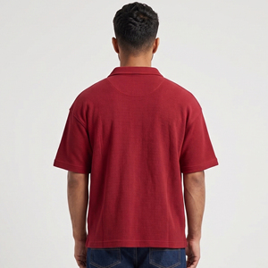 Men Turn Down <b>Waffle</b> Polo <b>Shirts</b> Drop Shoulder Button Down <b>Waffle</b> Polo <b>Shirt</b> Men's Summer Street Style <b>Waffle</b> Polo <b>Shirt</b> Mens - Product Image 2
