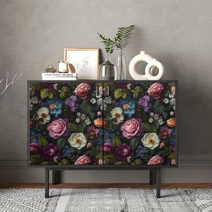 Carta da Parati Adesiva con Fiori Neri, Rosa e Bianchi, Peonie e Papaveri, Facile da Applicare, Stile Vintage - Product Image 6