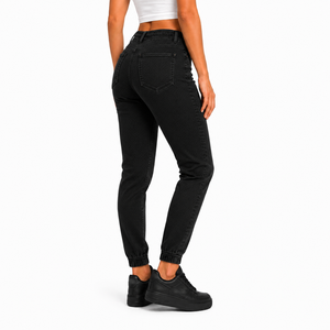 Factory Price Womens <b>Denim</b> Jeans Elastic Drawstring Waist Cuffed Ankle <b>Stretch</b> <b>Denim</b> Jogger Pants Plain Casual <b>Denim</b> Jeans - Product Image 4