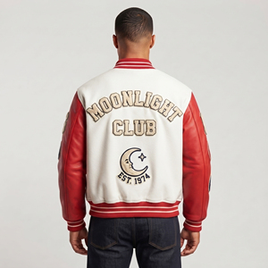 Chaqueta Varsity de Lana Estilo Vintage para Hombre con Parches Bordados, Resistente al Viento y Ecológica, Cuello Redondo, Botones de Cuerno, para Invierno - Product Image 2