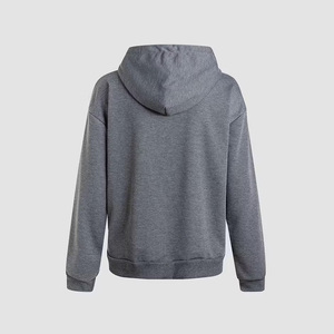 Men Gray <b>Zip</b>-<b>Up</b> Hoodie With <b>White</b> Letter Print Front Logo Regular Fit Unisex Cotton French Terry Casual Autumn Wear - Product Image 2