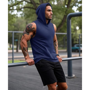 Camiseta Deportiva de Alta Calidad para Hombre, de Secado Rápido, Tejida, con Logotipo Personalizado, Talla Grande, Transpirable, Ecológica, sin Mangas - Product Image 4