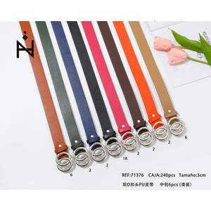 Cintura Zi Double O Buckle in PU, larghezza 3 cm, lunghezza 110 cm, cintura alla moda per donna e uomo - Product Image 3