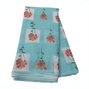 Tissu Georgette Imprimé Numérique Luxueux et de Qualité Supérieure, Motifs Floraux Multicolores Exquis et Artistiques Contemporains - Product Image 1