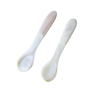High Luster Fish Flower MOP Shell Spoon Long Handle <b>Mirror</b> Polish Custom Logo Engraved Dessert Flatware Set Storage - Product Image 1