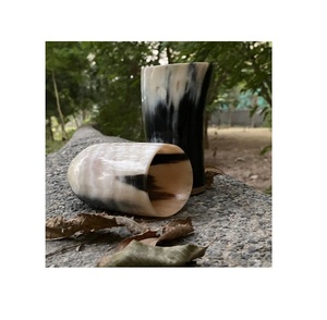 Verres à boire en corne de viking naturelle, polis, 2 pièces, fabriqués et exportés, meilleure qualité, couleur naturelle - Product Image 1