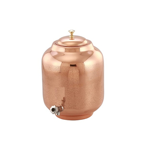 Hammered Copper Water <b>Dispenser</b> with Tap Round Traditional Chinese Style Vacuum Flask for Kitchen <b>Drinking</b> Water Storage - Product Image 6