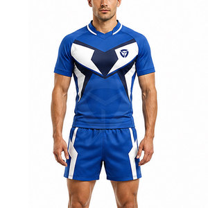 Tenue de sport de rugby pour hommes : Maillot léger et short assorti, avec coutures de tissu pour un confort et une mobilité athlétiques. - Product Image 3