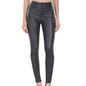 Pantalones de cuero para mujer de color sólido, de moda, hechos con cuero genuino, nuevo diseño para mujer. - Product Image 1