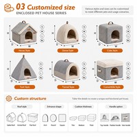 Vente en gros de lits pour chats et petits chiens, confortables, doux, chauds, en tissu uni, avec ouverture frontale, emballés dans un carton
