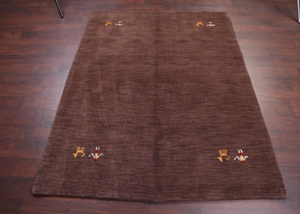 Grand tapis carré moderne en laine noué à la main, brodé, abstrait, antidérapant, lavable, à poils plats, pour la maison, le bureau ou la prière - Product Image 2