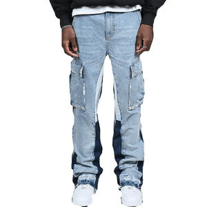 Jean en denim respirant pour homme, coupe droite et extensible, style décontracté chic, effet usé, vente en gros - Product Image 2