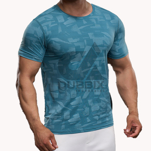 Men's <b>Geometric</b> Patterned Short Sleeve T-<b>Shirt</b> Slim Fit Quick Dry Sporty O-Neck Knitted Polyester Blue - Product Image 1