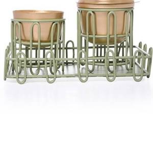 Juego de incensarios metálicos de diseño de jaula al por mayor, de lujo, en oro y verde salvia, con tarro de almacenamiento y bandeja a juego. - Product Image 4