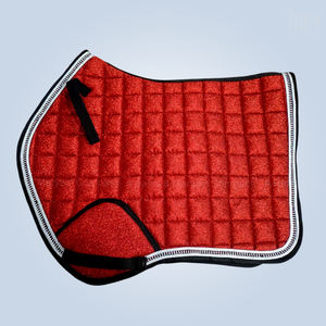 Premium Custom Logo <b>Red</b> <b>Glitter</b> Sparkle Horse Saddle Pad Square Quilted Show Jumping General Purpose Saddlecloth Rhinestone - Product Image 1