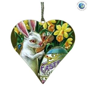 Heart-Shaped Metal <b>Easter</b> Rooster <b>Ornament</b> with Customizable Print Durable for <b>Easter</b> Decor - Product Image 6