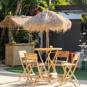 ร่มสนามสานมือจากหญ้าทะเลและไม้ไผ่ สำหรับกลางแจ้ง พร้อมโต๊ะ ป้องกันแสงแดด ผลิตในเวียดนาม - Product Image 3