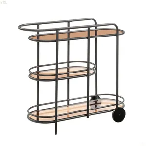 Modern Handmade Metal Multi <b>Shelf</b> Storage Trolley for Home Luxury Metal <b>Bar</b> Cart Trolley for Modern Interior Design safe plated - Product Image 3