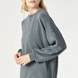 เสื้อสเวตเชิ้ตผ้าคอตตอนเทอร์รี่สำหรับผู้หญิง ไซส์พลัส ทรงหลวม แขนยาว ผ้าซักแล้ว สีพื้น เป็นมิตรต่อสิ่งแวดล้อม ระบายอากาศได้ดี - Product Image 3