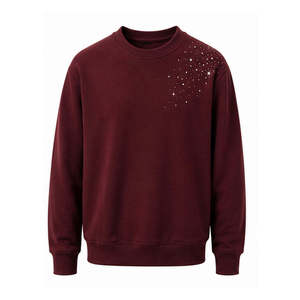 Sudadera Oversize de Algodón Tejido Premium con Pedrería, Cuello Redondo, Cristales de Diamante, Estilo Urbano, con Logotipo Personalizado para Hombre - Product Image 1